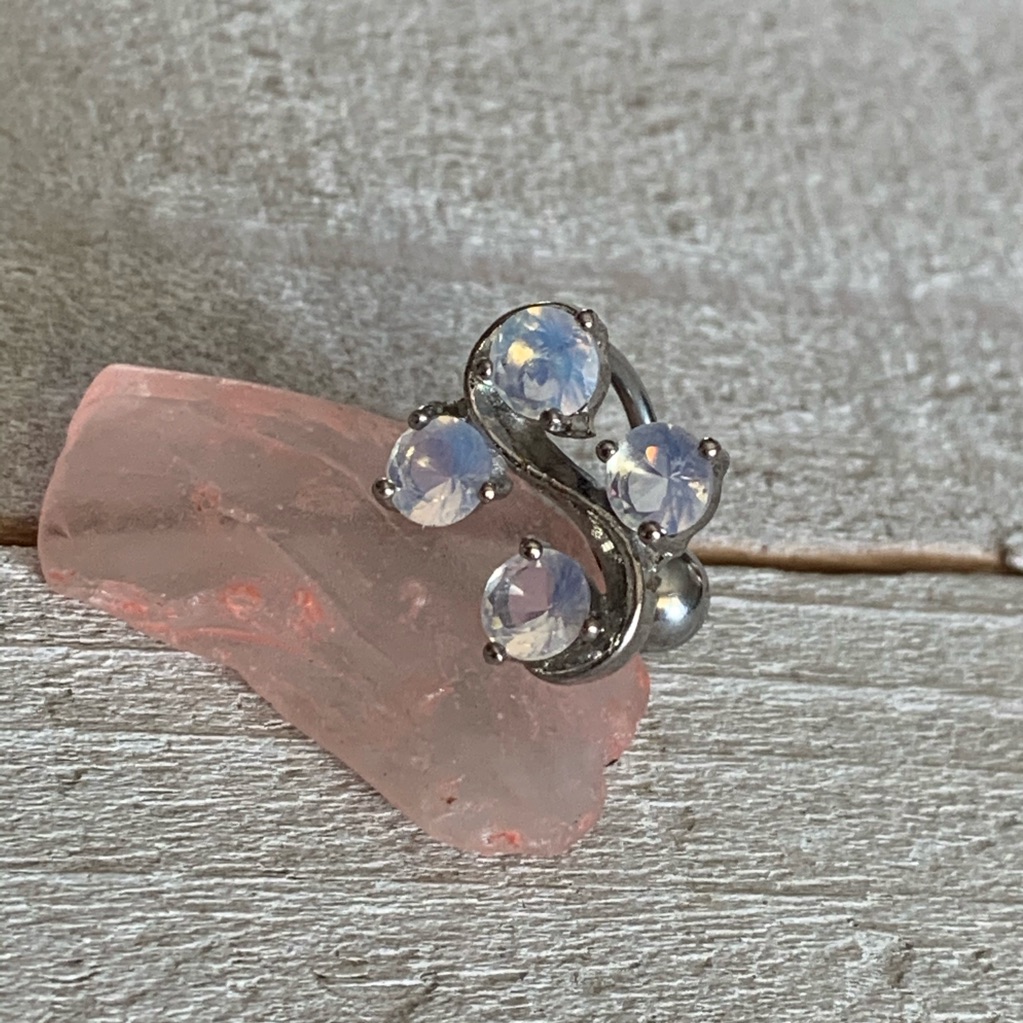 Ab Gem Vine Reverse Dangle Navel Ring 16 Gauge New Belly Button Ring